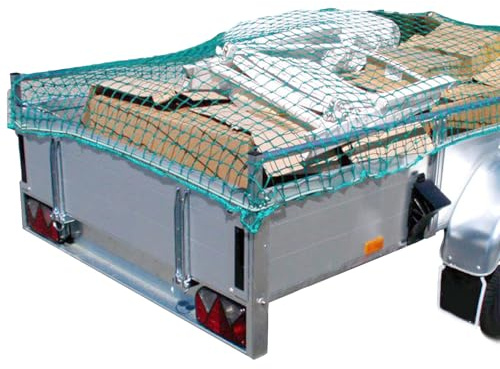 Anhängernetz Wetterfestes Hängernetz Abdecknetz Anhänger Netz Grün 2,50 m x 2,50 m Maschenweite: 45 mm geknotet
