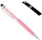 Hochwertiger kapazitiver 2-in-1-Touchscreen-Stift und Kugelschreiber mit Kristallen. Stift Beutel und Stift Nachfüllung enthalten (Babyrosa)