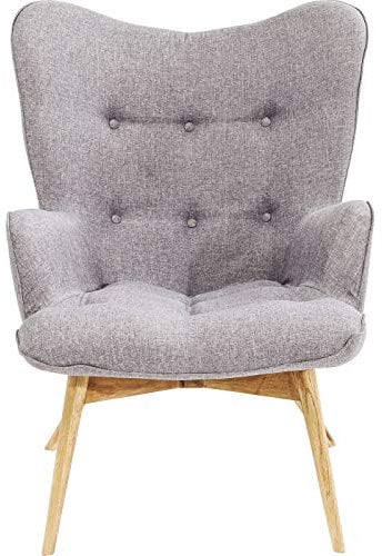 Kare Design Sessel Vicky, Grau, Polstersessel, Ohrensessel, Retro-Design, 43cm Sitzhöhe, 94x73x83 cm (H/B/T)