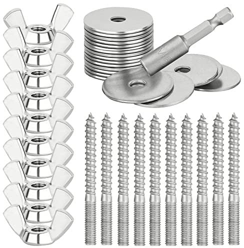 Befestigungsset zum Selbstbau von Sitzstangen / -Brettchen aus Edelstahl für Vögel zur Befestigung am Käfig (Gitter-Gestänge). Für Vogelkäfig und Voliere (40-teilig) (Mit Eindrehwerkzeug M6)