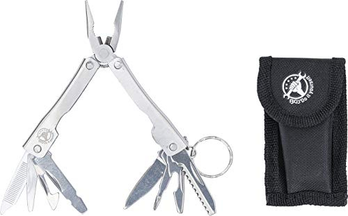 BGS Diy 50630 | Multifunktions-Werkzeug 8-in-1 | Taschen-Multitool | Kombinationszange 100 mm, Messer, Schraubendreher | Rostfreier Stahl | klappbar, eingeklappt 70 mm | mit Gürteltasche