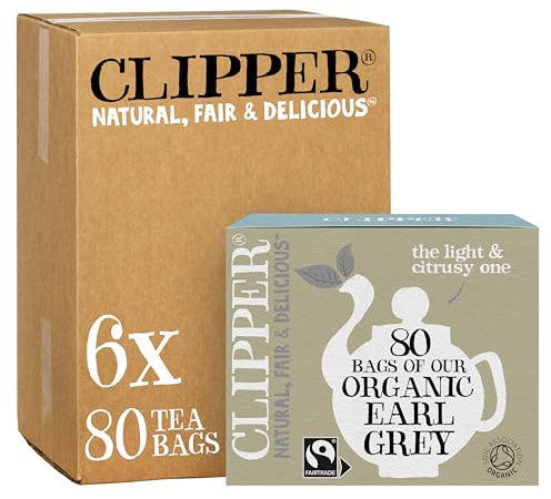 Clipper Organic Earl Grey Tea Bags | Natural, Unbleached, Plant-Based Biodegradable & Non GM Black Tea | Eco Conscious & Fair Trade Tea Bags | (480 Teabags)