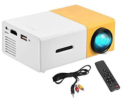 Wendry Smart Projector, Portable 6000 Lumens LED Mini Projector, 1080P Home Theater Video Projector, Yellow, USB, HDMI, VGA