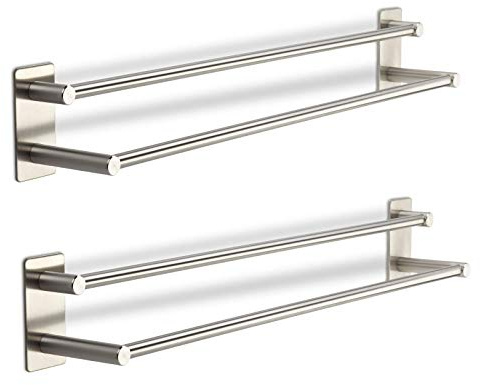 SOTECH 2 x Hakenleiste TALIDA 585 mm/Stangen-Ø 12 mm Edelstahl | selbstklebend mit 3M klebepad inkl. 3 S-Haken für Küche und Bad Handtuchhalter