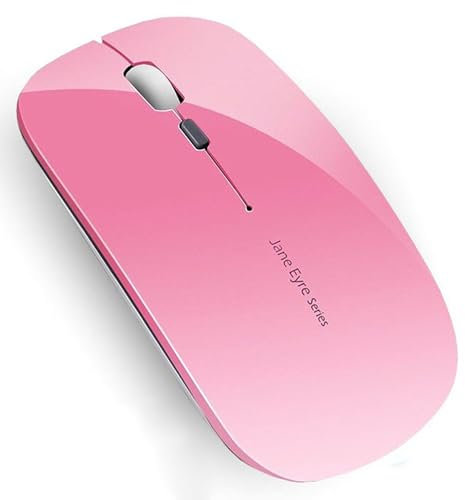 Uiosmuph Q5 Mouse Wireless Ricaricabile, Senza Fili Silenzioso 2,4G 1600DPI Mouse Portatile da Viaggio Ottico con Ricevitore USB per Windows 10/8/7/XP/Vista/PC/Mac (Rosa)