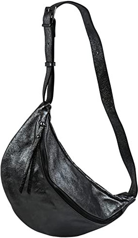 SH Leder echt Leder Damen Unisex Brusttasche für Festival Reise mittelgross Hüfttasche Crossbody Bag Frauen Ledertasche 37x21cm Fania G697 (Anthrazit Metallic)