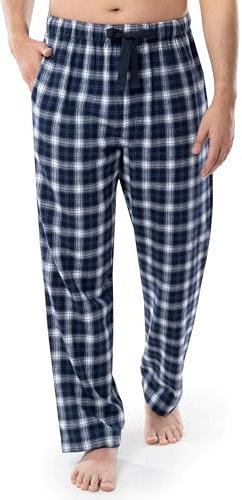 Fruit of the Loom Herren Garngefärbte gewebtem Flanell Pyjamahose, Marineblau (Navy Plaid), L