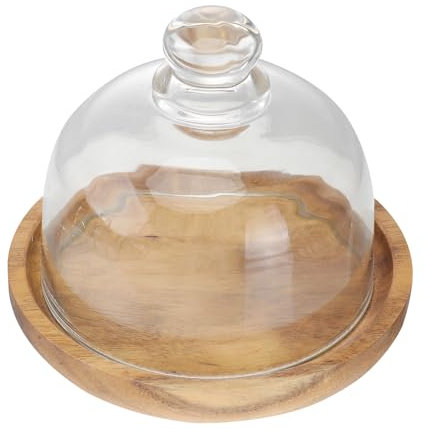 Cabilock Mini Copertura per Torta in Porta Torte in Legno con Copertura in Cupola Piatto di Burro Piatto Vassoio Cupola per Torta di Formaggio Cremoso Insalata nel Deserto