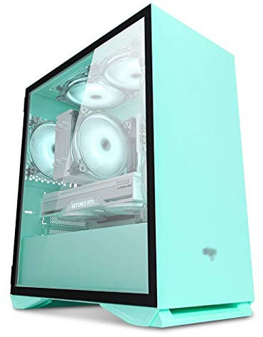 Green Gaming Case,Mid-Tower PC Gaming Case M-ATX/ITX - Front I/O USB 3.0 Port - Tempered Glass Side Panel - 5 Fan Position - Water-Cooling Ready (Color : Green)