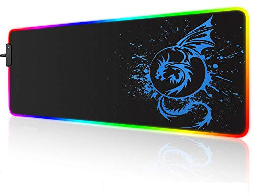 Foulrog RGB Gaming Mouse Pad, Large Extended Glowing Led Mousepad with 15 Lighting Modes and USB,Smooth Surface Waterproof Gamer Mouse Mat for Gaming, Macbook, PC, Laptop, Desk 31.5 X 12 Inch (Blue)