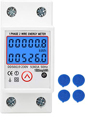 Leistungsmesser Digitale Stromzähler Multifunktionaler Stromzähler 230V 50Hz Rücksetzbarer Einphasiger Energiezähler mit Hintergrundbeleuchtung