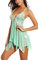 ONGASOFT Lingerie Donna Sexy Intima Pizzo Babydoll Trasparente Camicia da Notte Chiusura Frontale Aperta Scollo a V Perizoma, Verde