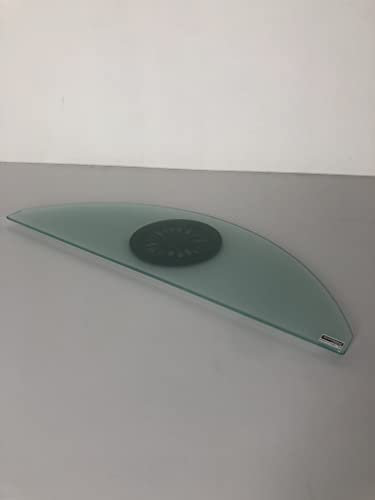 Base tv girevole GK73 in vetro sagomato a mezzaluna,temperato satinato, adatto solo per tv con piedestallo centrale max. 43 - dimensioni del piano cm 73 x 25, disco girevole nero, portata kg 40