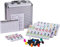 Domino Set für Erwachsene, Double Twelve Mexican Train Domino Spiel mit Number Dot, Klassisches Domino Set mit Aluminium Koffer, 1 Domino Hub, 9 Bunte Züge, 91 Domino Steine, (2-8 Spieler)