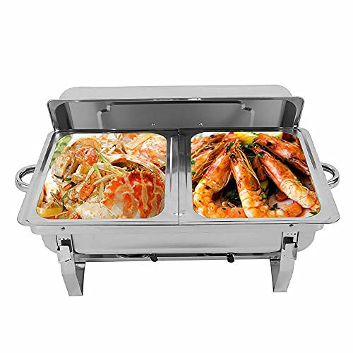 Calientaplatos Chafing Dish de 7,5 litros, calentador de alimentos profesional para fiestas, acero inoxidable