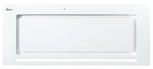 GURARI GCH E 217 WH 70 PRIME+2x Set Filtro de carbón, campana extractora 70 cm, en blanco, cristal blanco, 1000m³/h, aspiración muy potente, campana de aire saliente, campana de aire circulante