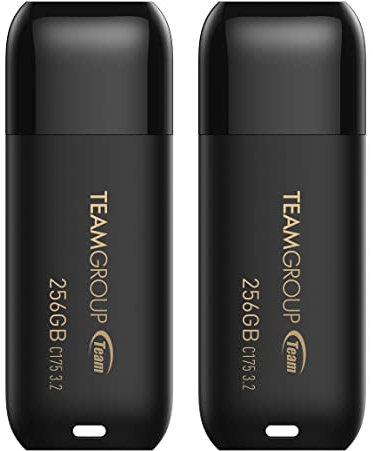 TEAMGROUP C175 TC1753256GB22 - Paquete de 2 unidades USB 3.2 Gen 1 (USB 3.1/3.0) de lectura de 100 MB/s, memoria de almacenamiento de datos externo compatible con computadora/portátil, color negro
