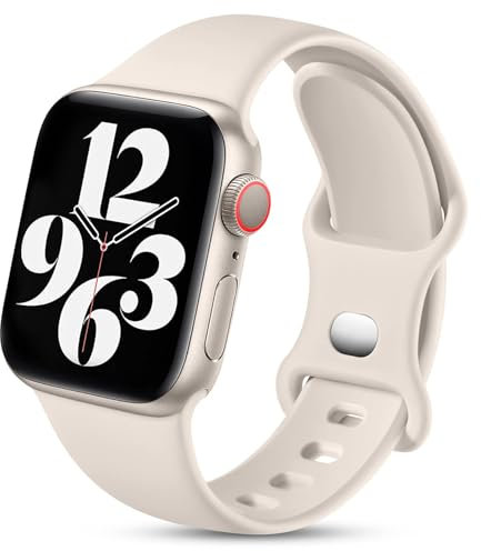 Charlam Compatible con Correa Apple Watch 42mm 44mm 45mm 49mm para Mujeres Hombres, Deportivas de Silicona Correas Compatible con iWatch SE Series 8 7 6 5 4 3 2, 42mm/44mm/45mm/49mm, Blanco Estrella