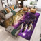 Traumfänger Wolf Drucken Großer Teppich für Wohnzimmer Schlafzimmer Moderne Heimdekoration Rutschfester Flanell Kinder Spiel Matte Wald Sternenklarer Himmel Feder Wölfe Muster (Violett,120x160 cm)