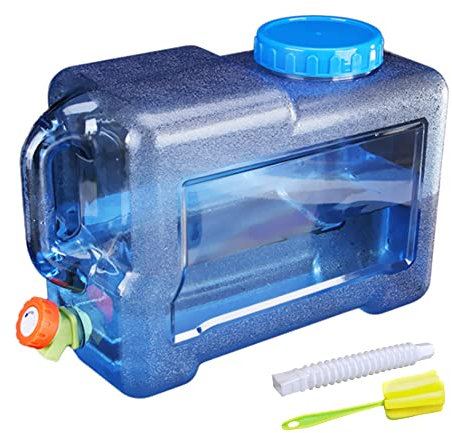 Starnearby Bidon d'eau 5L-22L avec Robinet, Réservoir d'eau Potable, Jerrican Alimentaire Camping, Conteneur d'eau sans BPA avec Tuyau et Brosse pour Camping, Randonnée (12L)