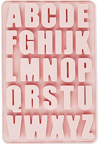 Large Silicone Letters Moulds Non Stick Chocolate Candy Molds Silicone Chocolate Mold Reusable Alphabet Mold Wax Melt Moulds for Fondant Baking Cake Decorating Cupcake Biscuit Sugarcraft Pink