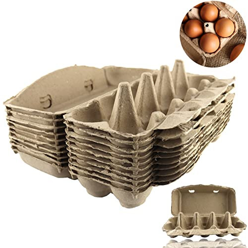Eierkarton Eierkartons 10er Pappe 10 Stück Eierschachtel Unbedruckt Eierpappen mit Deckel für je 10 Eier (Braun)