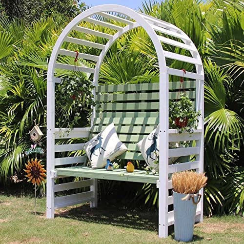 77-Zoll-Gartenbogen mit 2-Personen-Bank, Holzbogen, Pergola-Spalier für Weinreben/Kletterpflanzen, Hochzeitsbögen Im Freien, Pergola Für Zeremonien, Partys, Rasen, Hinterhof, Belastung 800 Lbs ( Color
