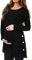 Robe de Grossesse Pour Séance Photo - T-shirt d'Allaitement - Mode de Grossesse - Manches Longues - Uni - Chemisier - Bouton - Automne - Hiver - Pull Pour Femme - 44, Noir, L