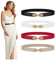 WERFORU 4er Pack Damen Dünne Elastische Gürtel Mode Blattlegierung Schnalle Dehnbar Dünner Taillengürtel für Kleider Schwarz/Weiß/Rot/Beige