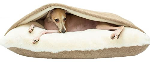 Hundeschlafsack, Waschbares Hundebett Orthopädisch mit Decke, Warmes Schlafsack Hund mit Abnehmbaren Deckel, Hundekorb/Katzenkörbchen Hundesofa für Kleine und Mittelgroße Hunde (Color : Khaki, Größe