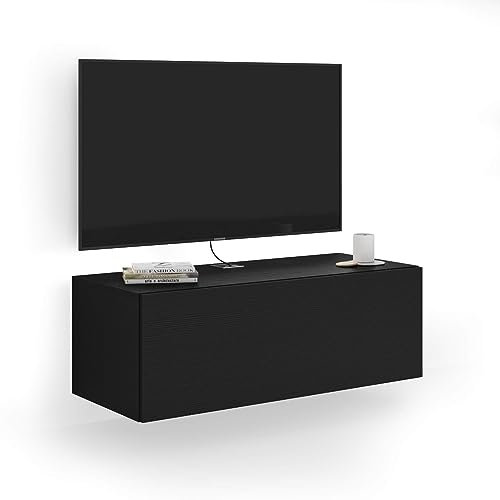 Mobili Fiver, Porta Tv sospeso Easy Con Anta Ribalta, Nero Frassino, 104 cmx42 cmx36 cm, Mobile Tv Sospeso Moderno per televisori fino a 43'', Made in Italy