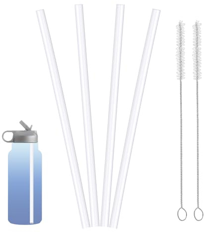 ZARZAVT [4 Pack] Replacement Straws Compatible with Hydro Flask Wide Mouth Water Bottle,Reusable Plastic Clear Straws with Cleaning Brushes,BPA Free Straw for Hydro Flask