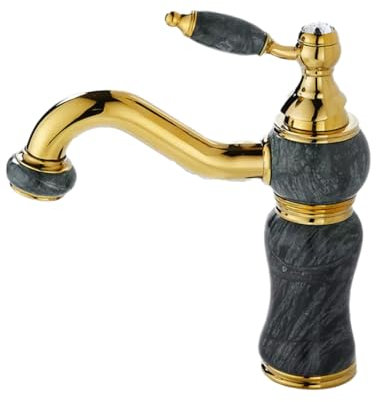 Robinet Salle Bain Vasque Robinet D'Eau Chaude Et Froide En Cuivre Doré, Salle De Bains, Lavabo Sous Plan En Marbre Jade, Meuble De Salle De Bains Rétro, Vert