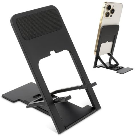 TIESOME Soporte de teléfono para escritorio, soporte plegable para teléfono celular, base de teléfono de viaje diseñada con 4 ángulos, soporte de teléfono ajustable delgado compatible con todos los