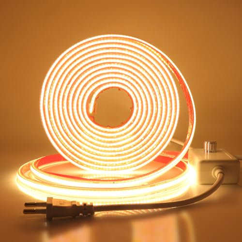 Wisada Dimmbar COB LED Band Selbstklebend, 220V 2M 288LEDs/M Superhell Warmweiß FCOB LED Streifen, Flexibler COB LED Lichtband für Weihnachten, Urlaub, Innendekoration und Beleuchtung