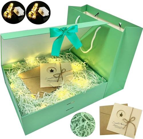 YeahBoom Große Geschenkbox Mit Schleife - Kiste, Tasche, Farbband, Licht - Magnetische Geschenkschachtel Mit Deckel Und Band - Geschenkverpackung Für Valentinstag