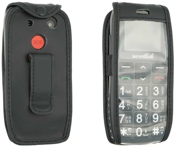 caseroxx Ledertasche für SweetLink S1PLUS Seniorenhandy | Hochwertige Tasche mit Gürtelclip zum sicheren Tragen am Gürtel, aus Echtleder