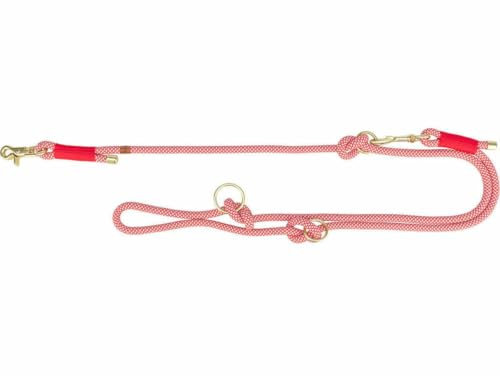 TRIXIE V-Leine Soft Rope, M-L, 2 m/10 mm, rot - verstellbare Hundeleine für mittelgroße & große Hunde aus gewebtem Tau, 3-Fach längenverstellbar - 1984103