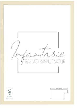 Infantasie 'N°2' Bilderrahmen 21x26 handgefertigt nach Maß | Beige | MDF Holz-Design Collage Rahmen inkl. Kunstglas und Metall Aufhänger (Querformat & Hochformat)