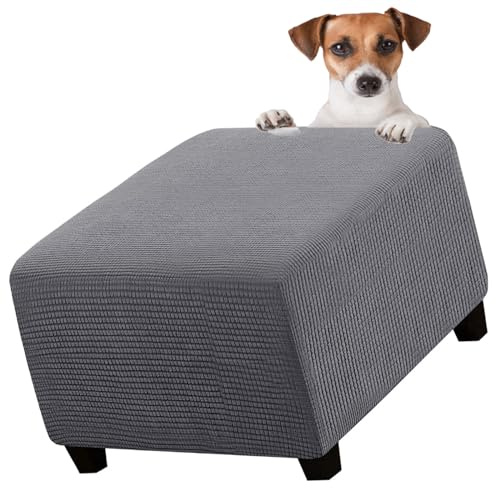 Fußhocker Schonbezug Hockerbezug 40x40/45x45/50x50/60x60 Stretch Silberfuchssamt Ottomane Bezug Quadratisch Protector Überzug für Hocker Hussen(2#,22x22in/55x55cm)