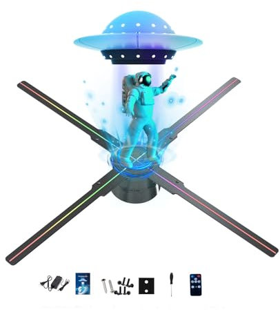 Ventilateur hologramme 3D, ventilateur hologramme HD LED WIFI avec 700 vidéos de bibliothèque, affichage holographique animé pour magasins, magasins, sapin de Noël (45,5 cm (application + WiFi +