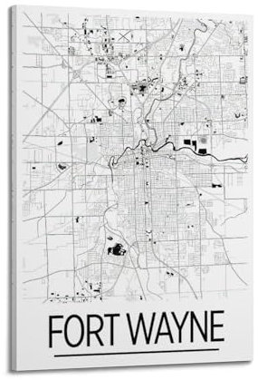BINKAIYI Poster, Motiv: USA, Indiana, Fort Wayne, Poster, dekorative Malerei, Leinwand, Wandposter und Kunstdruck, moderne Familienschlafzimmer-Dekoration, Poster, 60 x 90 cm