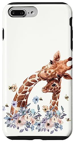 Mom and baby giraffe bumble bee flower cute animals Case for iPhone 7 Plus/8 Plus