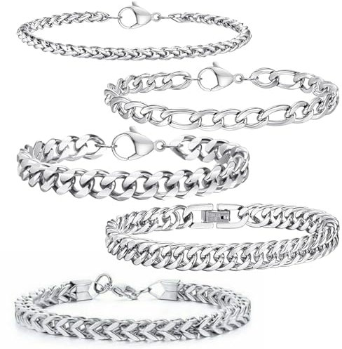 Eniyou 5 Pcs Herren Armband Edelstahl Bracelet Men MäNner Armband Edelstahl