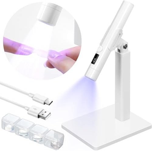 UV Lamps for Gel Nails, Nail Dryer Portable with Stand, Mini UV Gel Lamp Rechargeable for Fast Curing Gel Polish - White