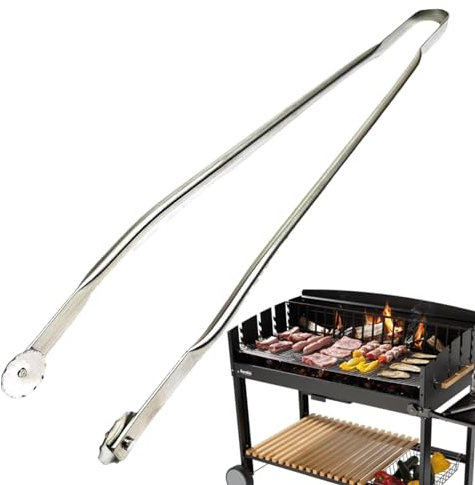 50cm Pince A Barbecue A Roulette - Pinces En Métal Pour Barbecue, Pince Barbecue Longue, Pince Retourne Saucisse, Pince Cuisine Inox, Pinces À Steak Polyvalentes, Pince À Grillade, Pince A Barbecue