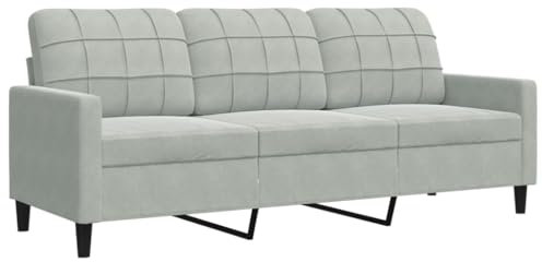 vidaXL Canapé à 3 Places Gris Clair 180 cm Velours, canapé, canapé de Salon, canapé à Trois Places, canapé rembourré, sièges de Salon