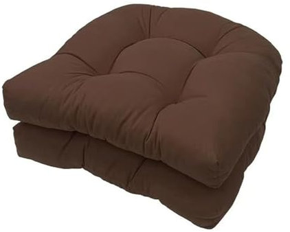 FYHTC Seat Cushion Garden Chair Pad Waterproof 2 U Shape Indoor Outdoor Chair Pads High Back Cushion Seat Pad Patio Armchair Deckchair Lounger Rocking Chair Pad(Brown)