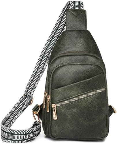 Farcauo Crossbody Bag für Damen Herren Umhängetasche Grüne Brusttasche Herren Damen Sling Bag Kleine Schultertasche Diebstahlsichere Tasche mit Gurt Shoulder Bag Women Men Chest Bag