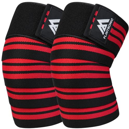 flintronic Vendaje de Rodilla, Rodillera Vendaje para Levantar Peso, Rodillera Gimnasio Powerlifting Levantamiento de Pesas para Entrenamiento con Pesas y Levantamiento de Pesas, Entrenamiento Cruzado
